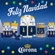 Corona beer holiday merch collection: ugly sweater, onesie, stein, stocking, cardigan